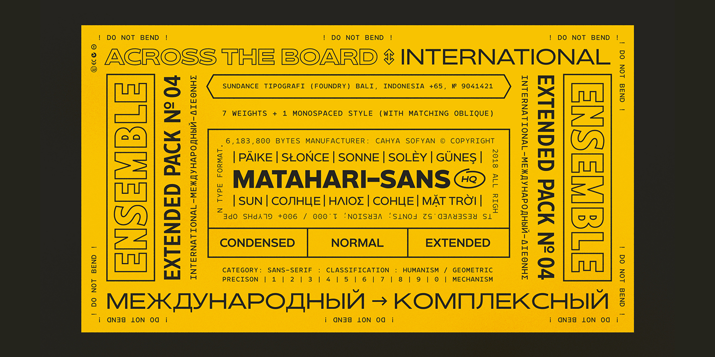 Example font Matahari Sans Extended #10